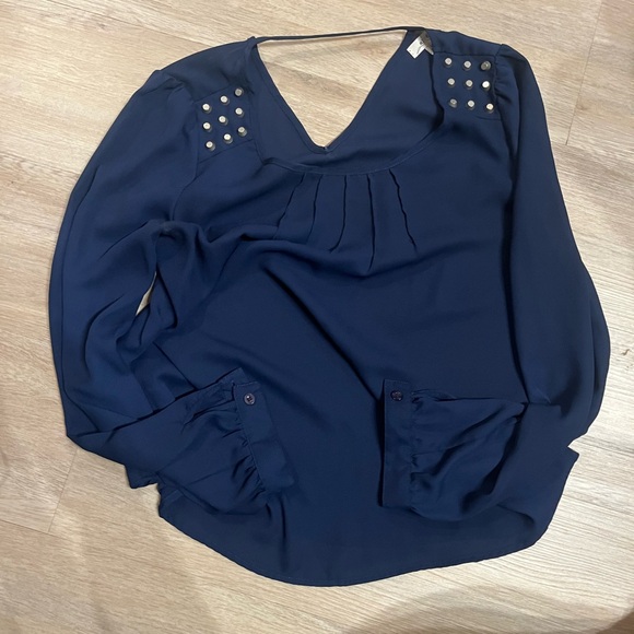 mine Tops - Mine blue blouse with gold embellishment
